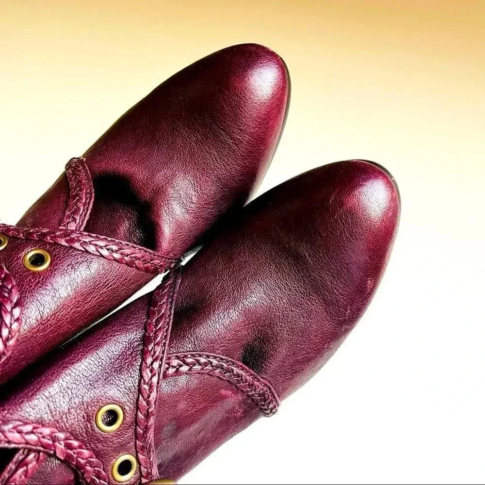 Frye Vicki Purple Leather Heeled Bootie